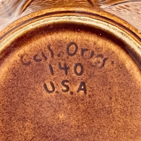 Vintage California Originals #140 Pottery Covered Dish Leaf Retro Design 8" x 8" - Picture 4 of 7